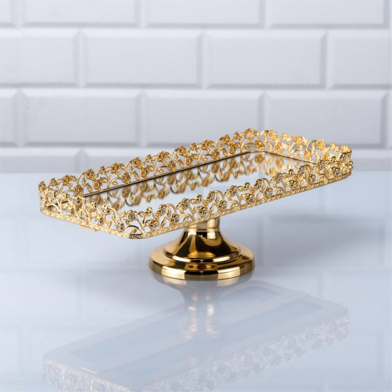 Lovely metal mirrored serving tray for cosmetics/fruits